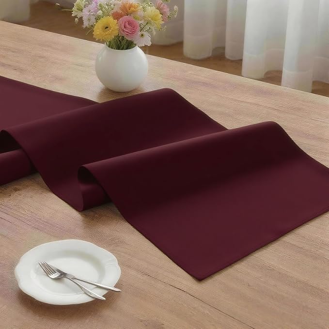 MEANMOY Burgundy Table Runner 48 Inches Long Waterproof Table Runners | - Image 3
