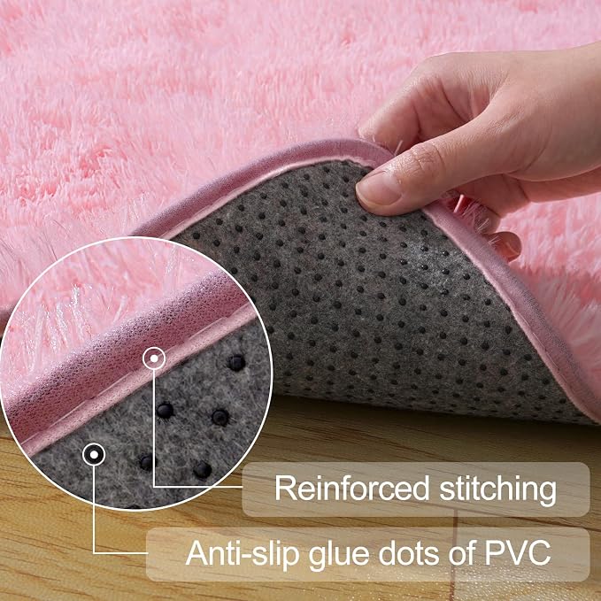 qulint Pink Area Rugs for Bedroom, 3x5 Fluffy Nursery Rug Soft Shag Rugs for - Image 3