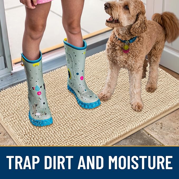 Smiry Dog Door Mat for Muddy Paws 59x35, Absorbent Dirt Trapper, Non-Slip - Image 3