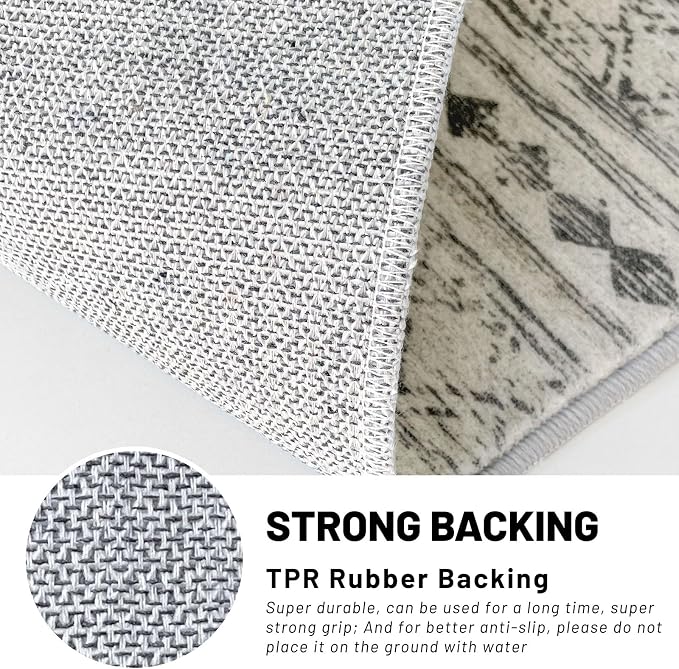 KUTA Boho Runners for Hallways 3x8 Grey Moroccan Washable Runner Rug Non-Slip - Image 6