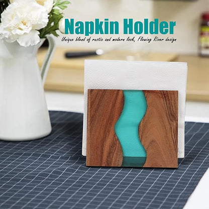 Acacia wood & Transparent Epoxy resin Napkin holder - Image 6