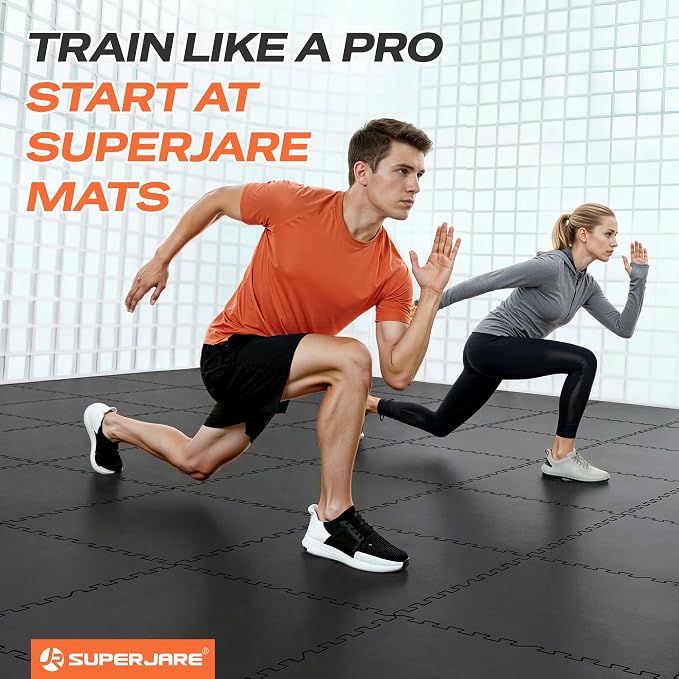 SUPERJARE 0.56'' Thick 36 Pcs 144 Sq Ft Rubber Top Exercise Equipment Mats - Image 3