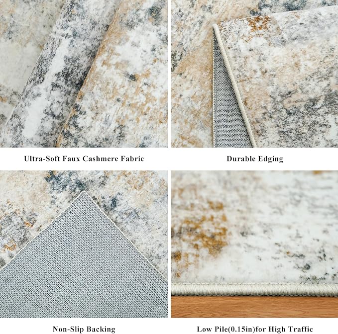 2x5 Non-Slip Washable Runner Rug – Modern Neutral Abstract Small Rug - Image 6
