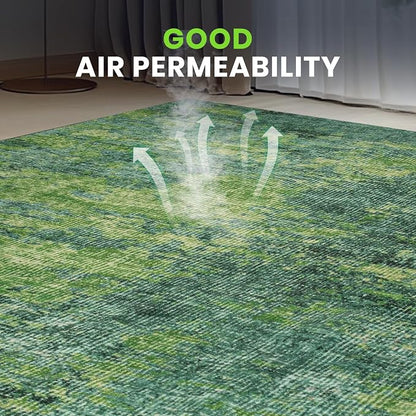 Washable Rugs 8x10 Area Rugs for Living Room-Green Modern Abstract Rugs for - Image 6