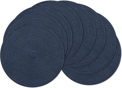 SHACOS Round Placemats Set of 8 Washable 15 inch Round Table Mats Cotton by SHACOS