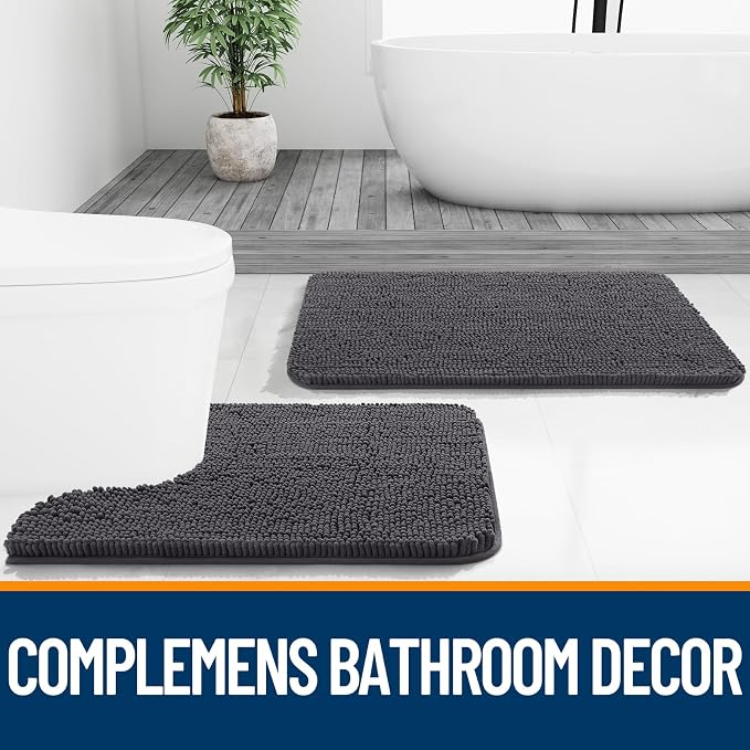 OLANLY Bathroom Rugs 34x21, Extra Soft Absorbent Chenille Bath Rugs, Rubber - Image 7