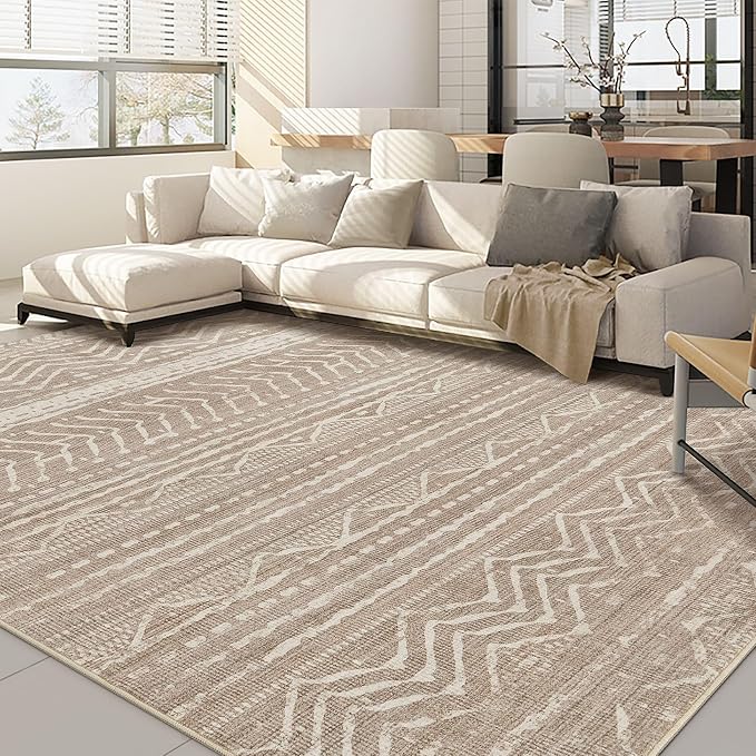Nakagishi 9x12 Area Rug Living Room: Washable Boho Large Neutral Modern Soft by NakagishiAreaRug