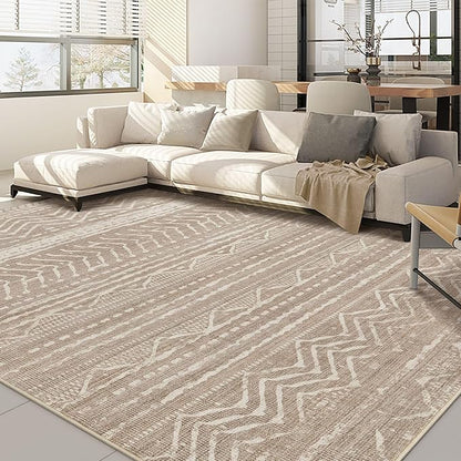 Nakagishi 9x12 Area Rug Living Room: Washable Boho Large Neutral Modern Soft by NakagishiAreaRug