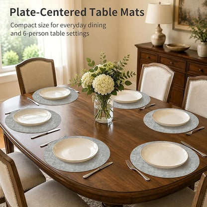 Maxpearl Faux Leather Round Placemats Set of 6, 13.8 inch, Heat Resistant - Image 2