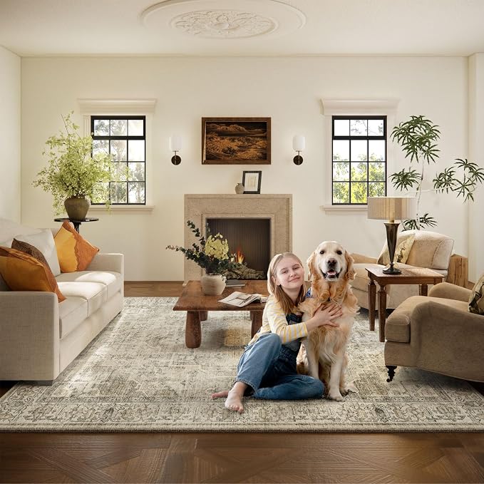 Washable Area Rugs for Living Room: 8x10 Bedroom Area Rugs Boho Vintage Rugs - Image 6