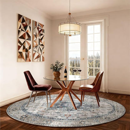 4x4 Washable Rugs for Living Room: Bedroom Rug Stain Resistant Non Slip Low - Image 4