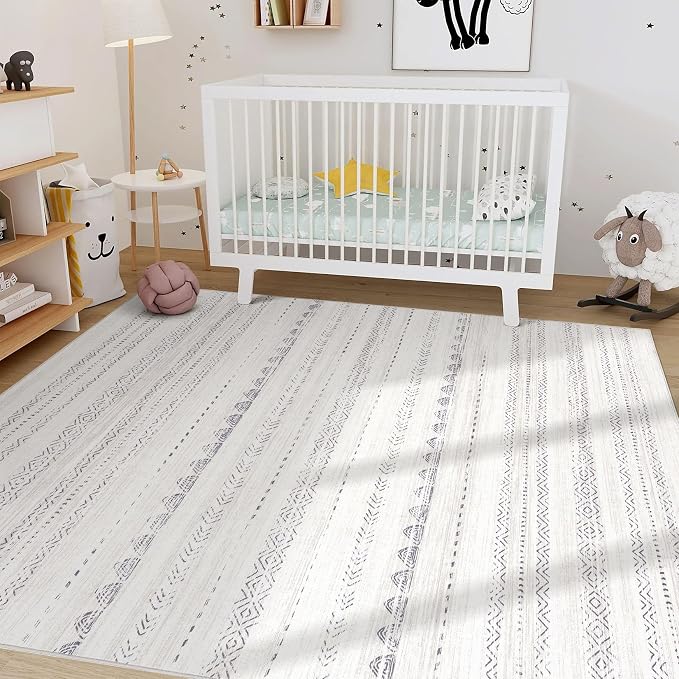 Nakagishi 8x11 Area Rugs Living Room: Washable Boho Large Neutral Soft - Image 7