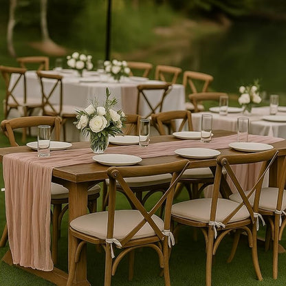 12 Pack Dusty Pink Cheesecloth Table Runners – 10FT Blush Gauze Boho Table - Image 5