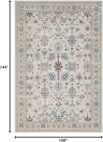 Rugxara 9x12 Rugs for Living Room & Bedroom, Floral Washable Rug, Boho Area Rug - Image 2