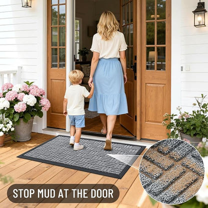 OLANLY Front Door Mat Outside Entrance 33x21, Heavy Duty Sturdy Natural Rubber - Image 6