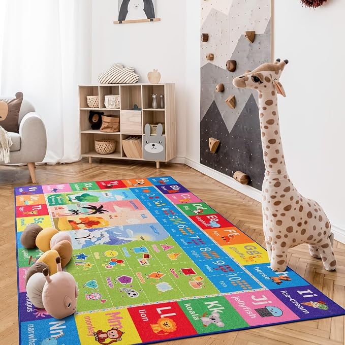 Macgace ABC Kids Rug for Playroom, 6x9 Washable Classroom Area Rugs, Toddler - Image 4