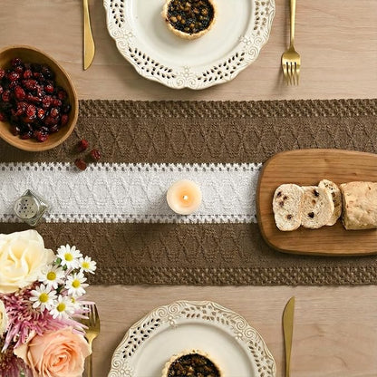 Artoid Mode Coffee Farmhouse Woven Table Runner 12x36 Inch | Seasonal Holiday - Image 4