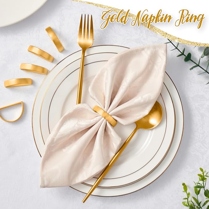 APTWOW 50PCS Gold Napkin Rings, Semicircle Metal Gold Napkin Holder Buckles - Image 3