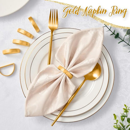 APTWOW 50PCS Gold Napkin Rings, Semicircle Metal Gold Napkin Holder Buckles - Image 3