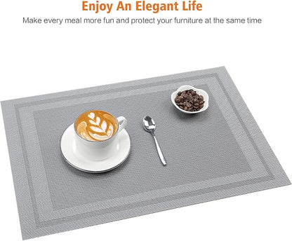Placemats Set of 8, Vinyl PVC Heat Resistant Washable Placemats Set, Non Slip - Image 7