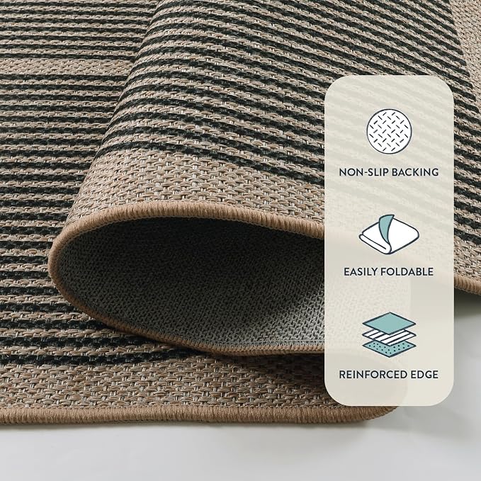 Lahome Enfys Modern Rainbow Easy Jute 9x12 Rug, Large Outdoor Patio Rug - Image 4