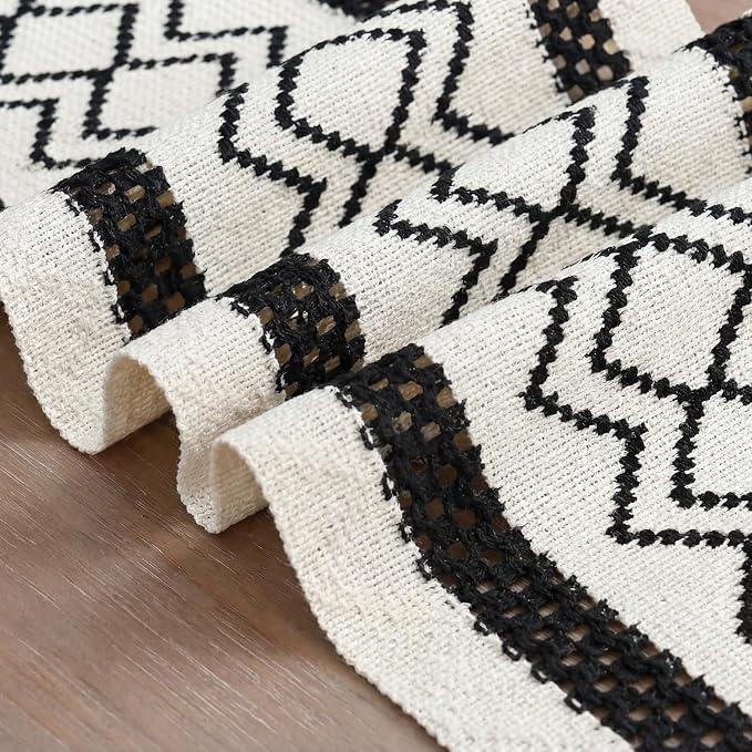 Artoid Mode Black Stripe Diamond Woven Table Runner 12x60 Inch | Holiday - Image 6
