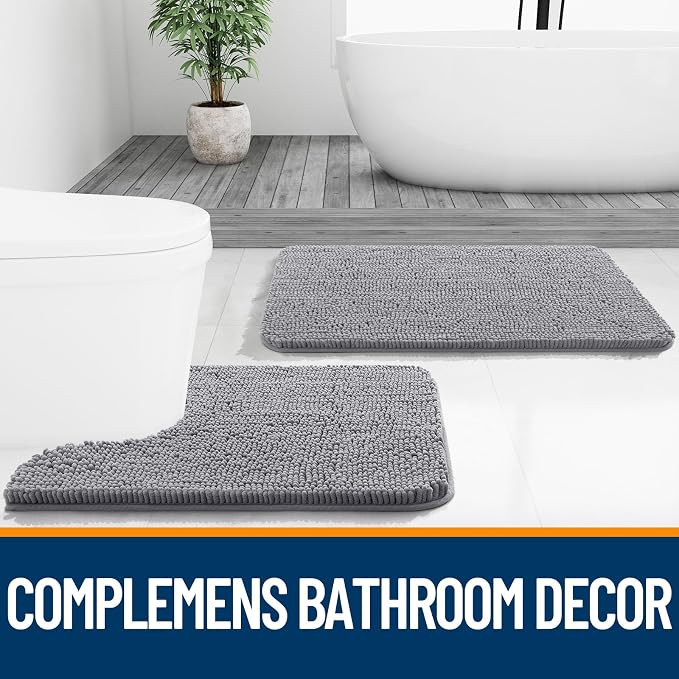 OLANLY Bathroom Rugs 34x21, Extra Soft Absorbent Chenille Bath Rugs, Rubber - Image 7