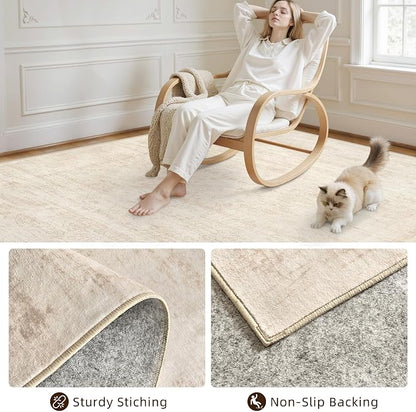 4x6 Area Rugs for Living Room: Vintage Boho Neutral Washable Rug Indoor Soft - Image 4