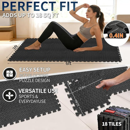 Gym Flooring for Home Gym, 12.6"x12.6"x0.4" EVA Exercise Mats, Puzzle Floor Mat - Image 7