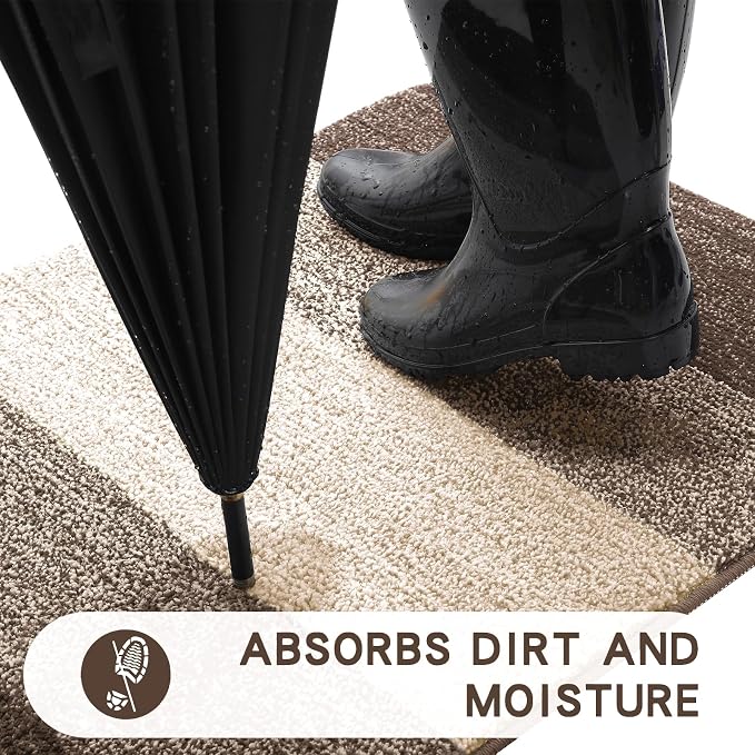 Kitinjoy Indoor Outdoor Door Mat, 50x30 Non-Slip Absorbent Dirt Trapper - Image 2