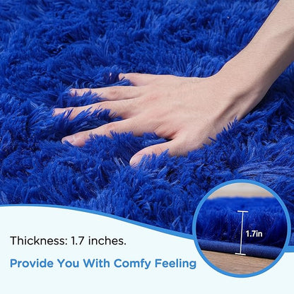 9x12 Blue Area Rugs for Living Room, Large Fluffy Shag Rug for Bedroom Boys - Image 5