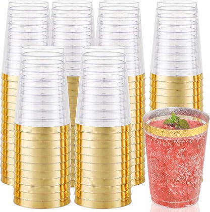 I00000 50 Pack 12 oz Gold Plastic Cups, Disposable Plastic Wine Glasses by I00000