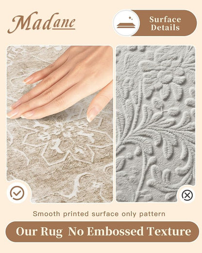 Madane 5x7 Area Rugs for Living Room, Washable Vintage Neutral Rug - Image 4