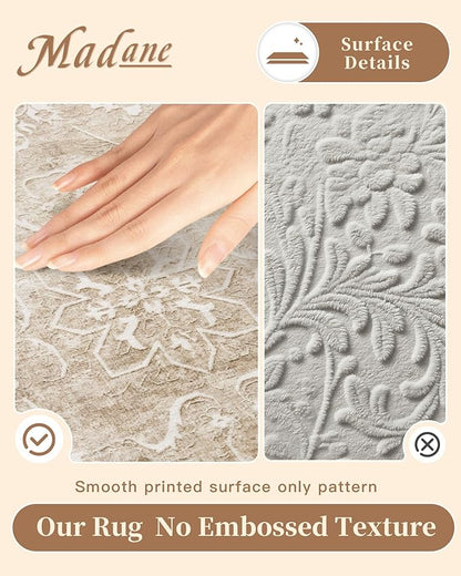 Madane 8x10 Area Rugs for Living Room, Machine Washable Vintage Neutral Rug - Image 4