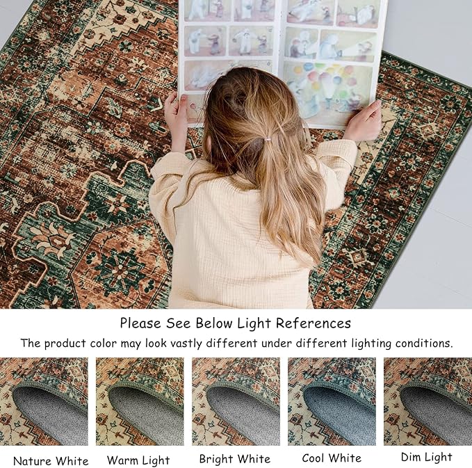 Moynesa Washable Vintage Bathroom Rug, Small Area Rug 2x3 Entryway Rug Indoor - Image 6