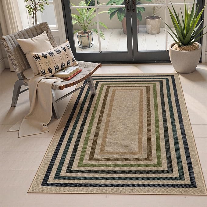 Lahome Enfys Modern Geometric Easy Jute Entryway Rug, 3x5 Washable Farmhouse by Lahome