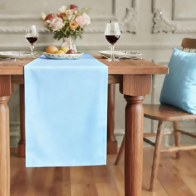 FOLINS&HOME Baby Blue Waterproof Decorative Table Runner 60 Inches Long | by FOLINSHOME