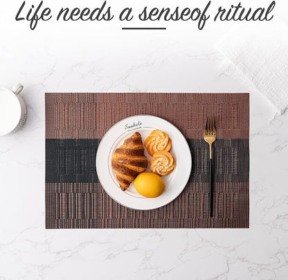Placemats Set of 6 Washable Indoor | Outdoor Vinyl Place Mats - Image 6