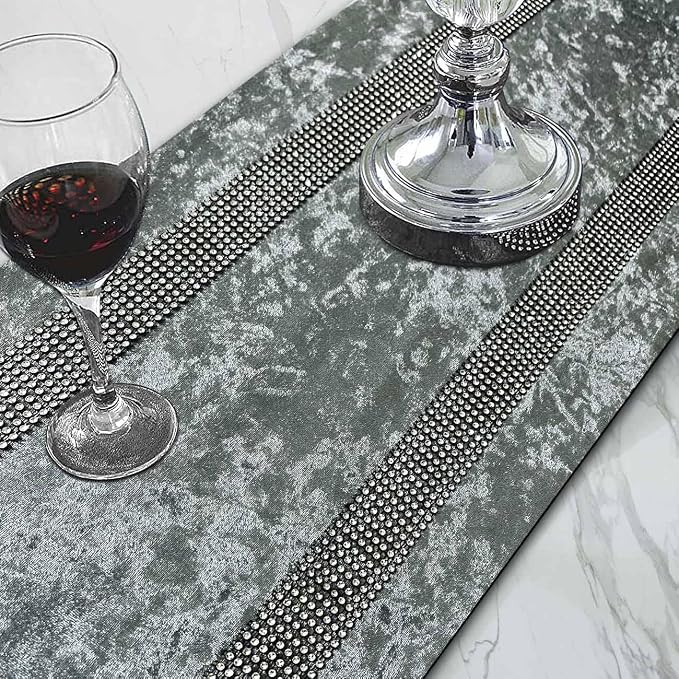 Elegant Grey Table Runner, Ombre Velvet, Double-Layer, Modern Style - Image 2