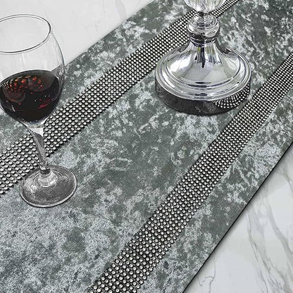 Elegant Grey Table Runner, Ombre Velvet, Double-Layer, Modern Style - Image 2