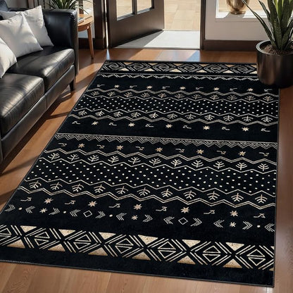 SERISSA 3x5 Area Rugs for Living Room, Washable Non-Slip Black Gold Grad Small - Image 2