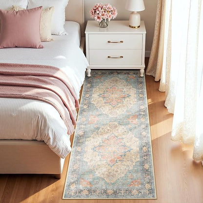 RELEANY Area Rugs Runner 2'x6' Washable Non-Slip, Floral Vintage Distress - Image 3