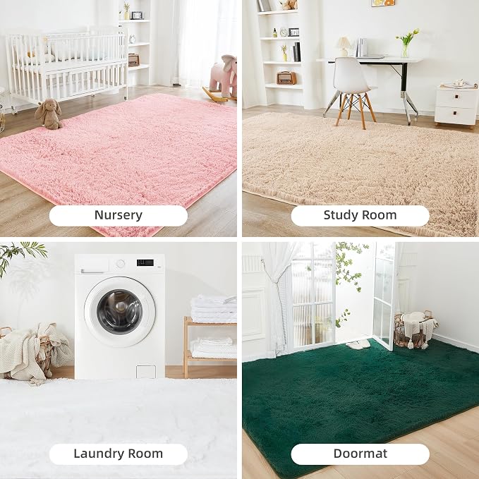 Litanika 4x6 Shag Area Rug for Living Room Bedroom, Non-Shedding Modern Indoor - Image 7