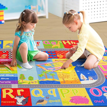 Kids Rug for Playroom Classroom, ABC Alphabet Numbers Play Toddlers Rugs - Image 2