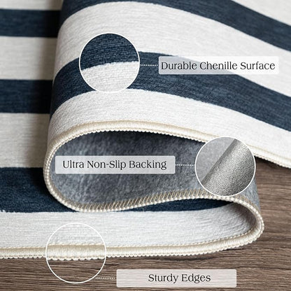 Blue and White Striped Entry Rug - Image 2