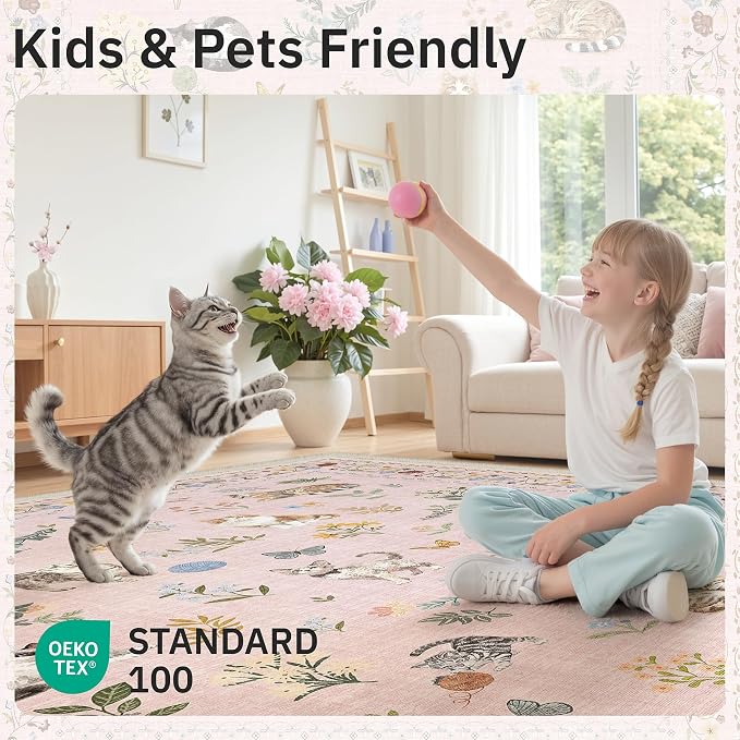 Soalmost Cat 8x10 Pink Area Rugs - Image 5