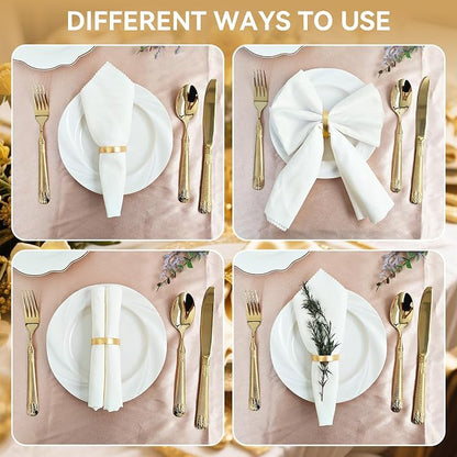 Gold Napkin Rings, Thanksgiving Christmas Napkin Rings Set of 12, Nickel-Plated - Image 4