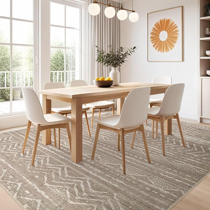 Nakagishi 9x12 Area Rug Living Room: Washable Boho Large Neutral Modern Soft - Image 7