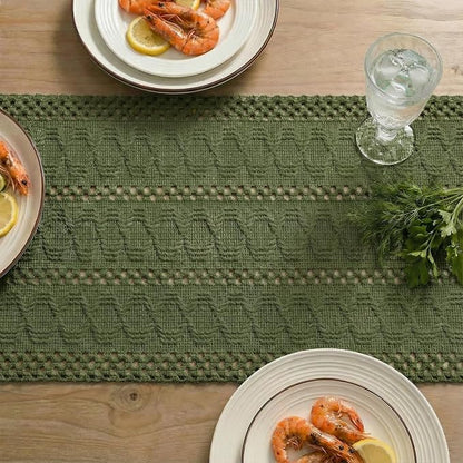 Artoid Mode Army Green Woven Farmhouse Hollow Table Runner 12x36 Inch | Holiday - Image 5