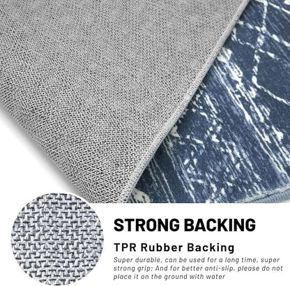 KUTA Area Rug 5x7 Navy Blue, Washable Boho Large Living Room Moroccan Rugs - Image 6